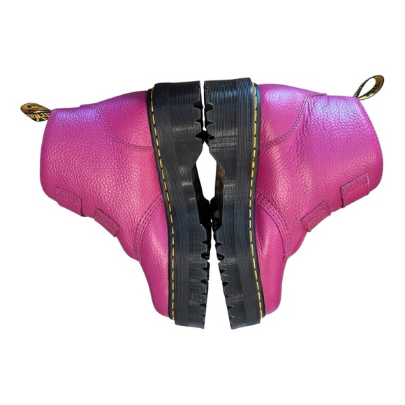 Dr. Martens Pink Devon Heart Boots Fuschia Milled Leather Quad Retro Women's 10 - Picture 4 of 13